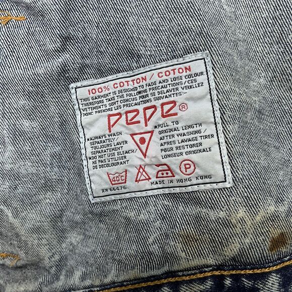 VTG PEPE JEANS LONDON Jacket Men L Blue Acid Wash Denim Trucker Hong Kong 2172 - Picture 5 of 16